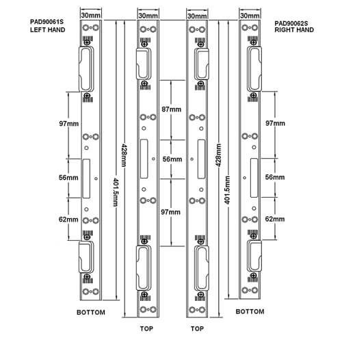 Lockmaster UPVC 2 Rollers Hookbolt Keep Set