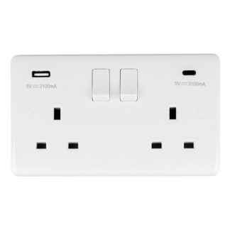 Eurolite PL4620C Enhance White Plastic 2-Gang USB-C Socket (LEAD TIME: 2-3 DAYS)