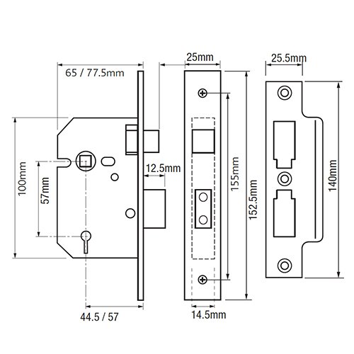 Yale PM320 3 Lever Mortice Sashlock - Image 2