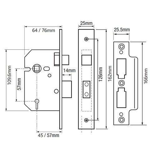Yale PM550 Non British Standard 5 Lever Mortice Sashlock - Image 2