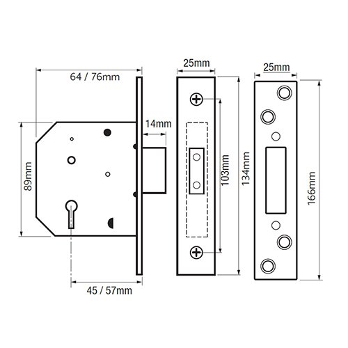 Yale PM552 Non British Standard 5 Lever Mortice Deadlock - Image 2