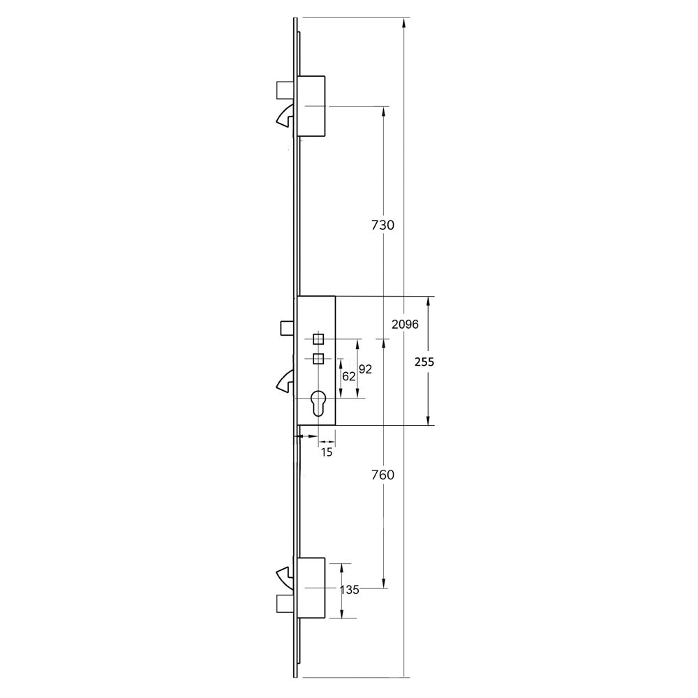 Safeware Latch 3 Hooks 2 Deadbolts Double Spindle Multipoint Door Lock - Image 2
