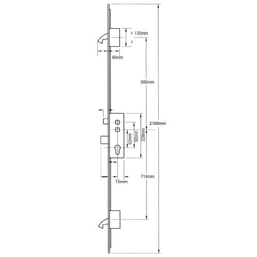 Fullex Crimebeater Latch Deadbolt 2 Hooks Double Spindle Multipoint Door Lock - Image 2