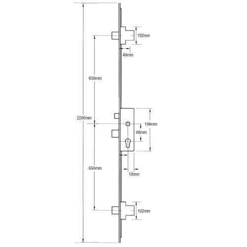 Fullex SL16 Latch 3 Deadbolts Split Spindle Multipoint Door Lock - Image 2