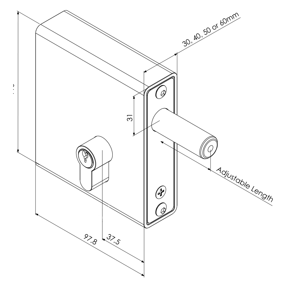 Gatemaster SWD Weld-in DeadLock Keyed Gate Lock (LEAD TIME: 2-3 DAYS) - Image 2