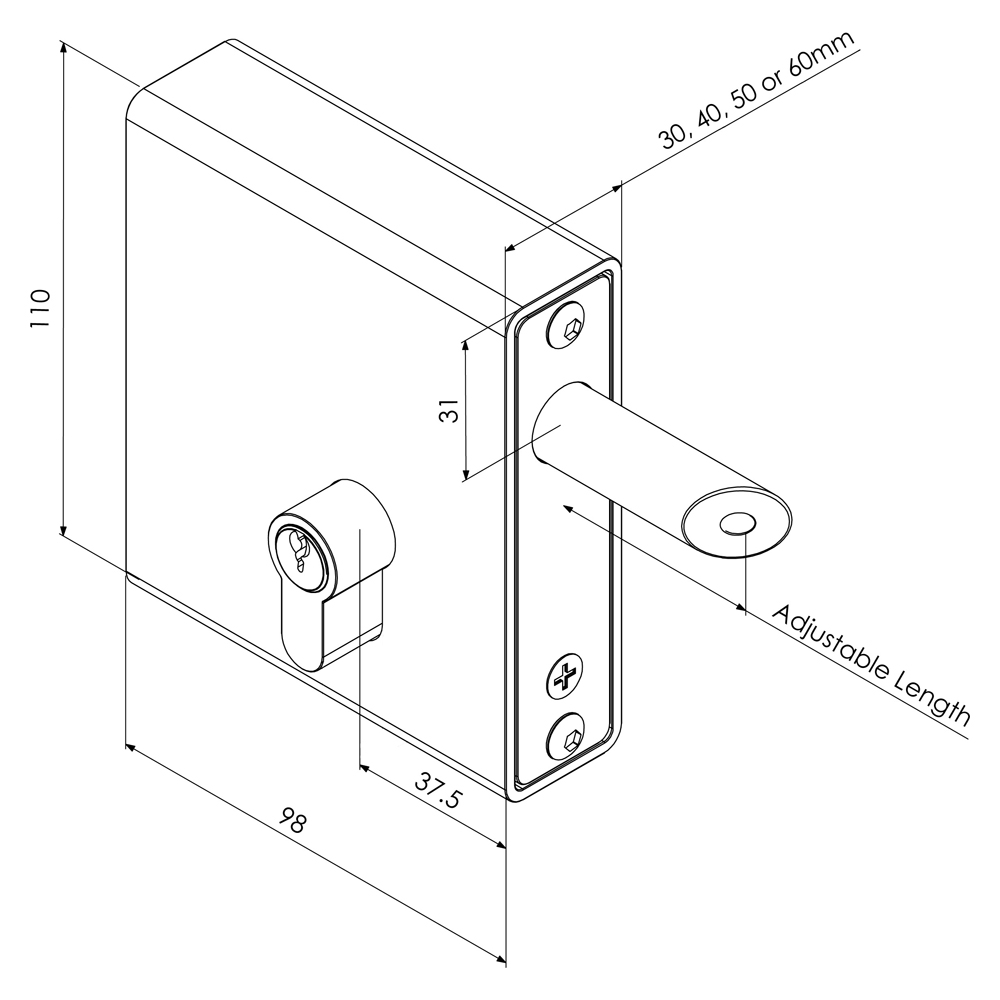 Gatemaster SWKL Weld-In Long Throw Keylatch Gate Lock (LEAD TIME: 2-3 DAYS) - Image 2