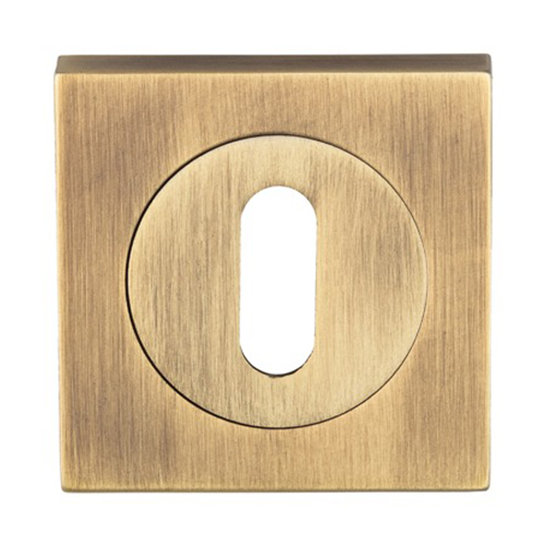Serozzetta SZM003SQAB Square Standard Lock Escutcheon - Antique Brass (LEAD TIME: 2-3 DAYS)