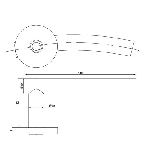 TSS Fire Rated Stainless Steel (SSS) 19mm Arched Lever On Rose Furniture - Image 2
