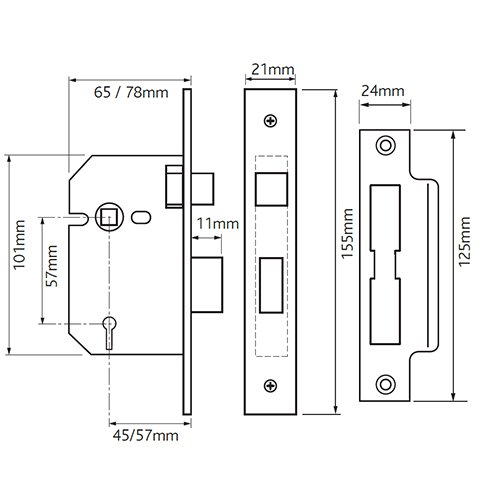 TSS 3 Lever Mortice Sashlock - Image 2