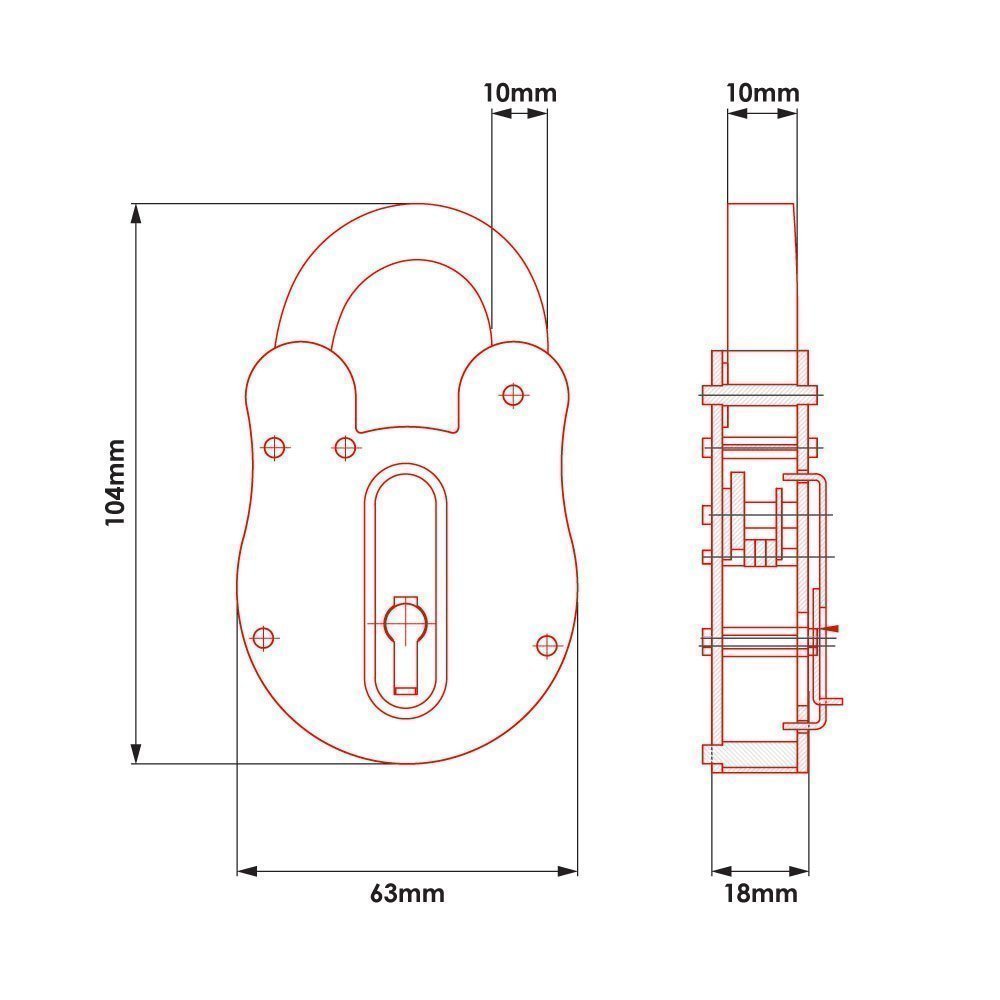 TSS Fire Brigade FB11 Open Shackle Galvanised Padlock - Image 2