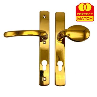 TSS Lever Moveable Pad UPVC Multipoint Door Handles - 92mm PZ - Sprung - 215mm Screw Centres - 3x Fixings