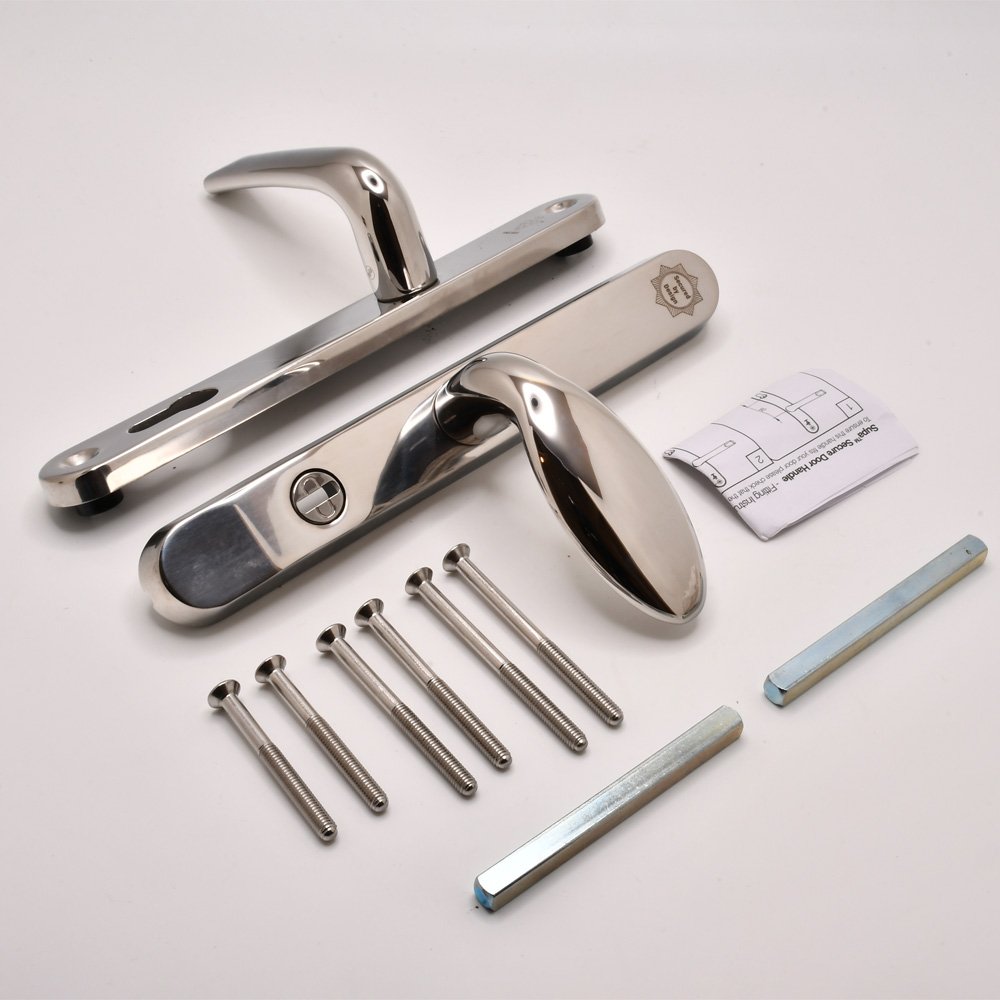 TSS TS007 2 Star Grade 304 Stainless Steel Lever Moveable Pad (Offset) UPVC Multipoint Door Handles - 92/62mm PZ Sprung 210mm Screw Centres - Image 2