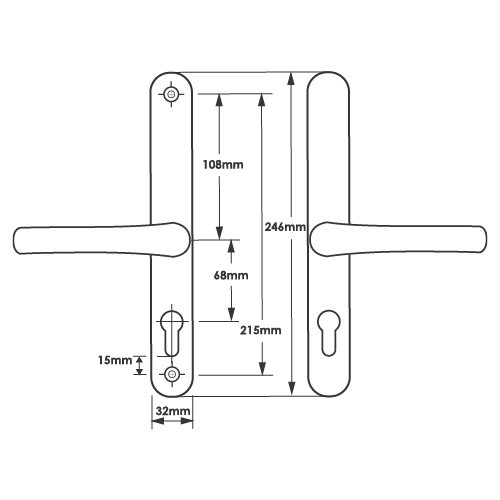 TSS Lever Lever UPVC Multipoint Door Handles - 68mm PZ Sprung 215mm Screw Centres - Image 2