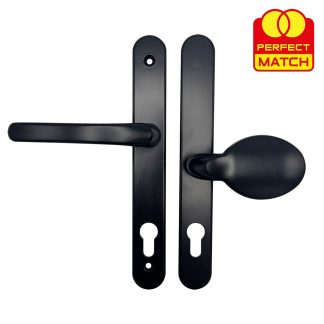 TSS Offset Lever Moveable Pad Multipoint Door Handles - 95/65mm PZ - Sprung - 200mm Screw Centres