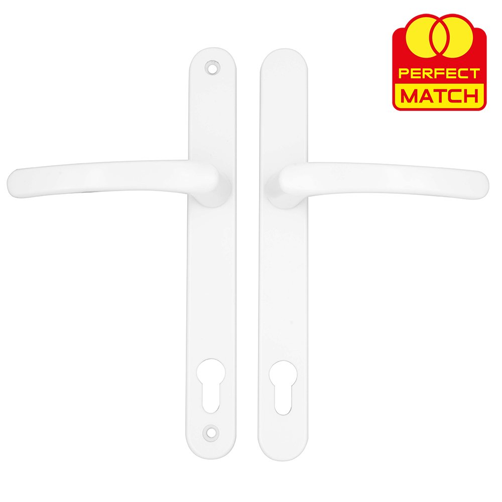 TSS Lever Lever UPVC Multipoint Door Handles - 117mm PZ - Sprung - 237mm Screw Centres - 267mm Backplate - Image 5