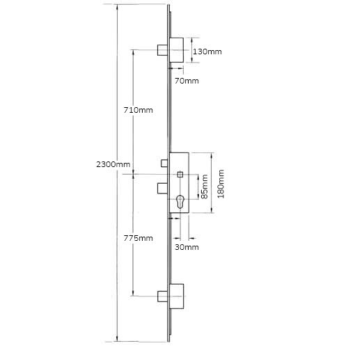 Ucem Latch 3 Deadbolts Key Wind Operated Multipoint Door Lock - Image 2
