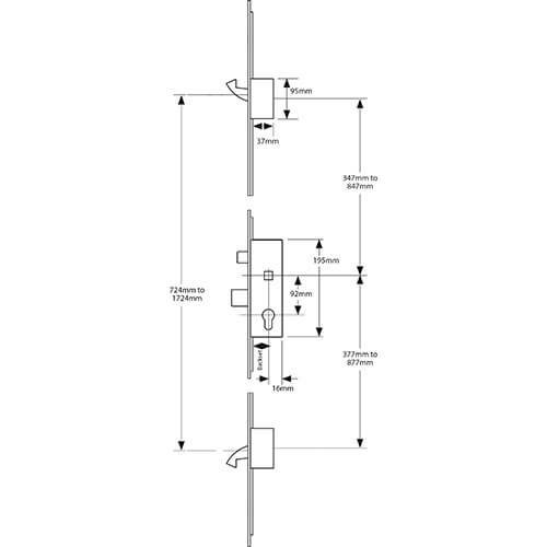 VERSA Latch Deadbolt 2 Hook Split Spindle Timber and Composite Repair Multipoint Door Lock - Image 2