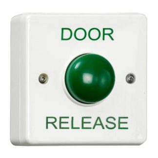 CQR AEB17/DR Surface Mounted Plastic Green Dome Button - Legend "Door Release" (LEAD TIME: 2-3 DAYS)
