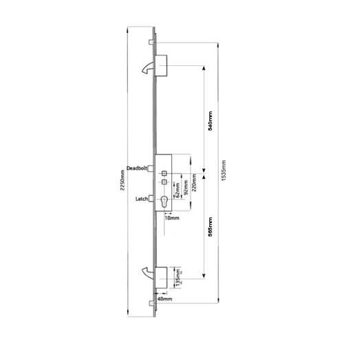 Avantis Latch Deadbolt 2 Hooks 2 Rollers Double Spindle Multipoint Door Lock - Option 2 - Shootbolt Compatible - Image 2