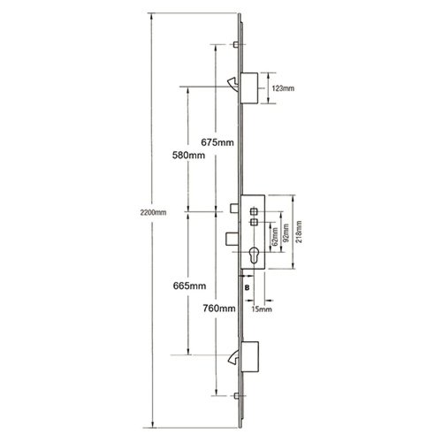 Avocet Latch Deadbolt 2 Hooks 2 Rollers Double Spindle Multipoint Door Lock - Option 1 - Shootbolt Compatible - Image 2