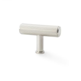 Alexander & Wilks AW801R-55-PN Crispin Reeded T Bar Cupboard Knob - Polished Nickel (LEAD TIME: 2-3 DAYS)