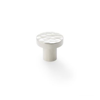 Alexander & Wilks AW820-30-PN Hanover Hammered Cupboard Knob - Polished Nickel 30mm (LEAD TIME: 2-3 DAYS)