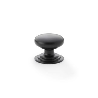 Alexander & Wilks AW825-32-BL Waltz Round Cupboard Knob On Stepped Rose Black Knob 32mm (LEAD TIME: 2-3 DAYS)