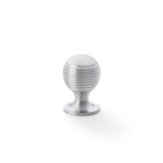 Alexander & Wilks AW832-25-SC Caesar Cupboard Knob On Round Rose - Satin Chrome 25mm (LEAD TIME: 2-3 DAYS)