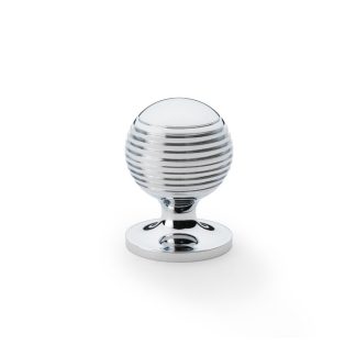 Alexander & Wilks AW832-32-PC Caesar Cupboard Knob On Round Rose - Polished Chrome 32mm (LEAD TIME: 2-3 DAYS)