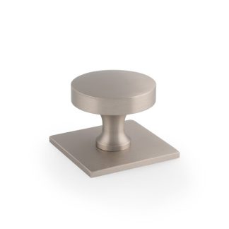 Alexander & Wilks AW835-38-SN Bullion Cupboard Knob On Square Backplate (LEAD TIME: 2-3 DAYS)