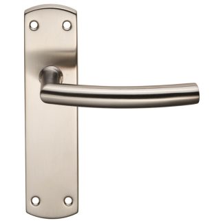 Eurospec CSLP1167B/SSS Steelworx Residential Arched Lever On Latch Backplate (LEAD TIME: 2-3 DAYS)