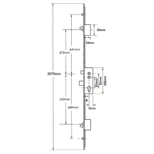 Elite Latch Deadbolt 2 Hooks 2 Rollers Double Spindle Multipoint Door Lock - Image 2