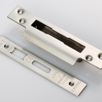 Eurospec FSF5020SSS Easi-T Forend Strikes & Fixing Pack To Suit BS Cylinder Sashlock - Satin Stainless Steel Square Forend (LEAD TIME: 2-3 DAYS)