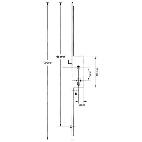 Fuhr Multipoint Door Lock Centre Section Latch 2 Rollers - 72mm PZ - Image 2
