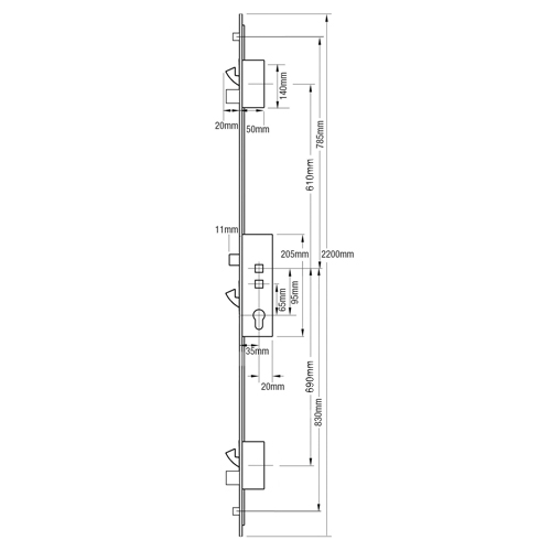 Millenco Mantis 2 Latch 3 Hooks 2 Deadbolts 2 Rollers Double Spindle Multipoint Door Lock - Image 2