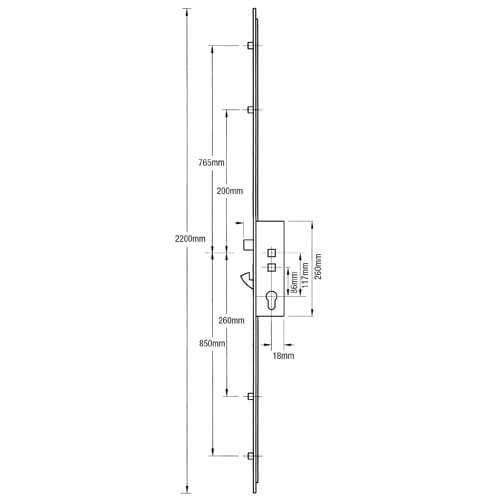 Millenco Mantis 1 Latch Hook 4 Rollers Double Spindle Multipoint Door Lock - Image 2