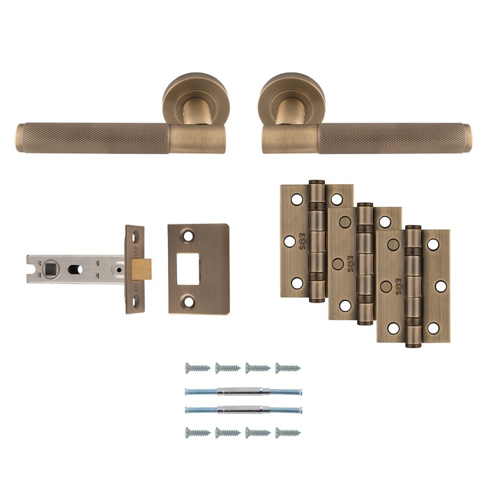Serozzetta UDP010AB/INTB Lagos Latch Pack Ultimate Door Pack - Antique Brass (LEAD TIME: 2-3 DAYS)
